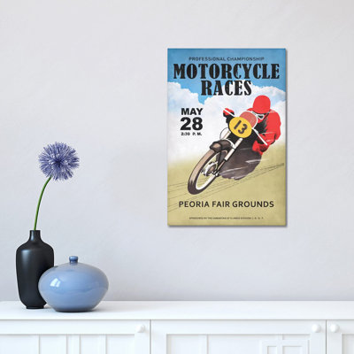 Motor-Cycle Races Roanoke 1 Piece Wall Art on Canvas