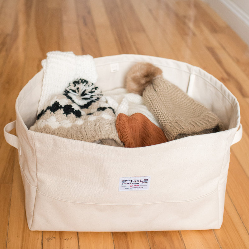 Grand bac de rangement en toile, Naturel