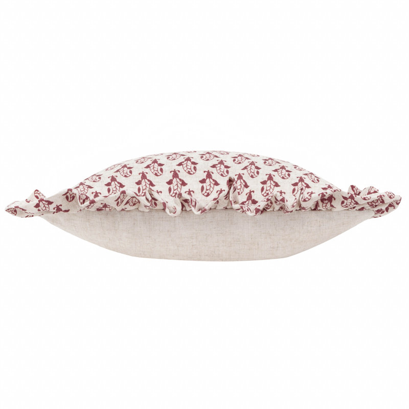 Floral Square Pillow Cover, Red