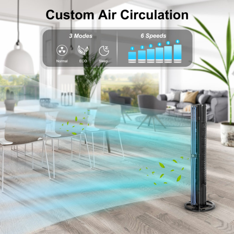 40 Inch Bladeless 60 Degree Oscillating Tower Fan With Aromatherapy Diffuser And Insertable Remote, Features With 38Db Low Noise Operating, 15H Timing, WIFI Control, Black