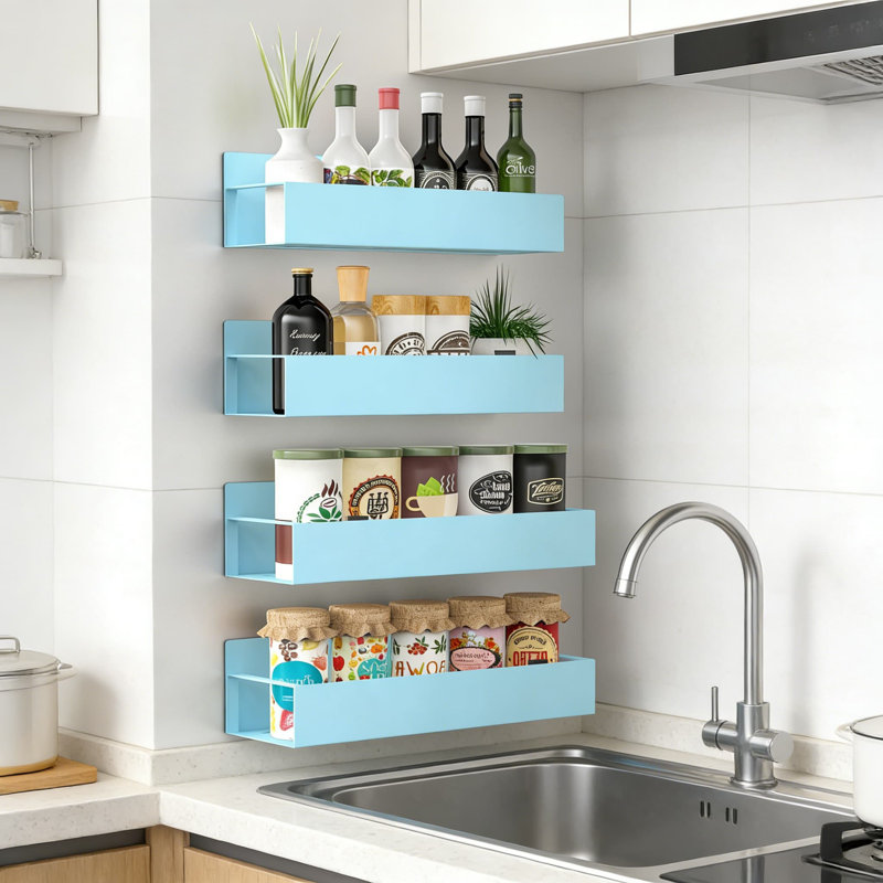 Magnetic Spice Rack Organizer 4 Pack, Heavy Duty Refrigerator And Oven Side Storage Solution For Kitchen Space Saving