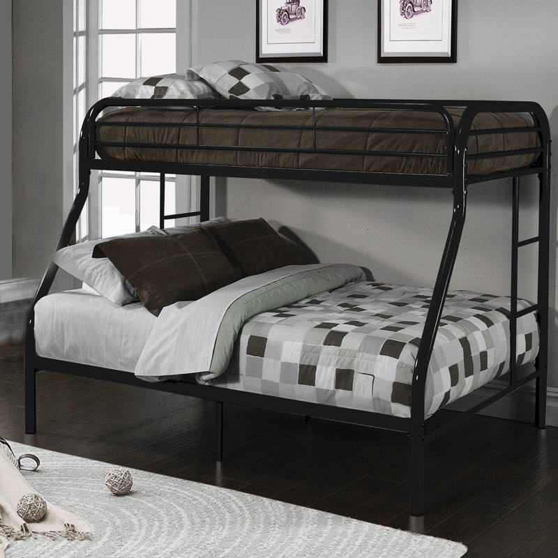 Kuehl Bunk Bed with Built-in Ladder, Twin Over Full, Black