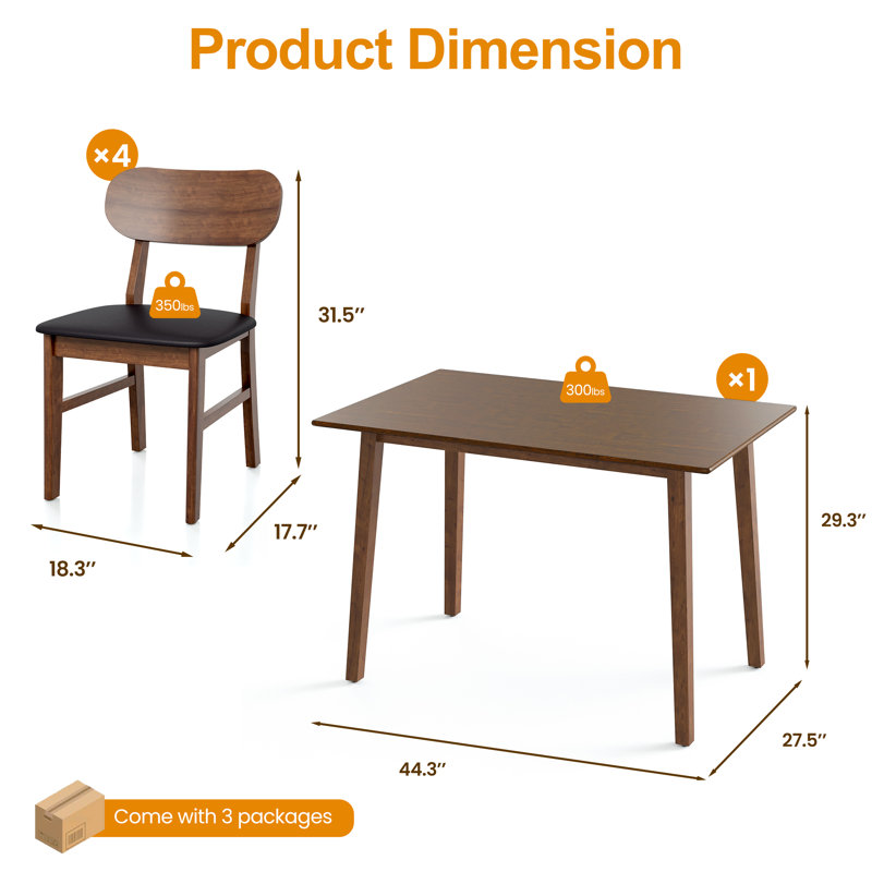 Rea 5- Piece Dining Set, Brown