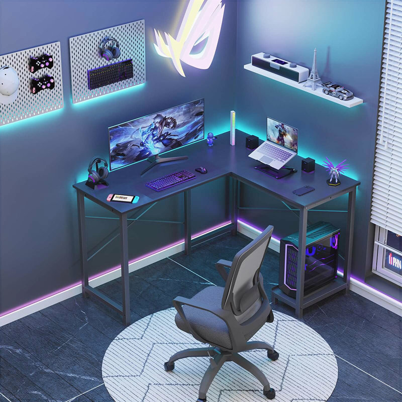 Bureau de jeu en L, Noir