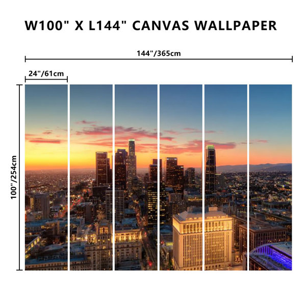 Latitude Run® Peel and Stick Wallpaper Wall Mural Los Angeles Skyline ...