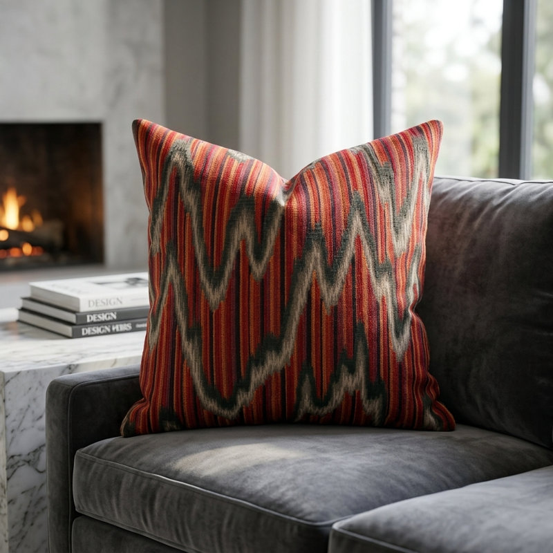 Orbitz Ikat Reversible Throw Pillow, 22" x 22"
