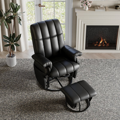 360°Swivel Glider Rocking Recliner Chair With Ottoman