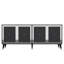 Console moderne avec option de fixation murale, anthracite et argent, panneau de particules recouvert de mélamine à 100%, épaisseur: 0,7 pouce | Plusieurs tablettes pour un rangement et une organisation élégants-1347482563
