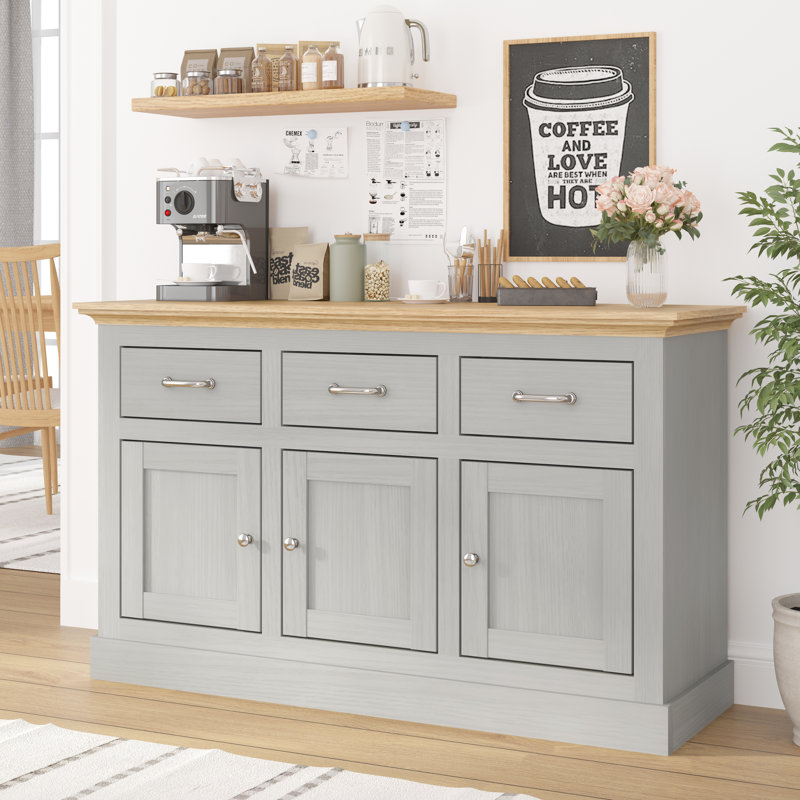 Ivison 47.4'' Wide Modern Sideboard Buffet with 3 Drawers, Adjustable Shelves
