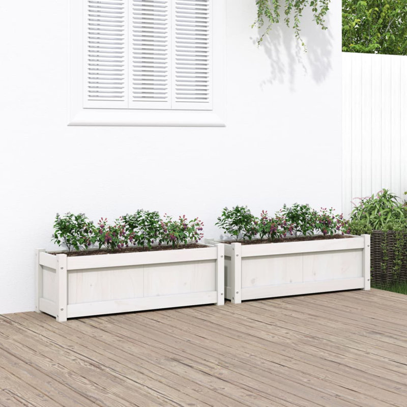 Venizelos Wood Planter Box, 31cm H x 90cm W x 31cm D, White