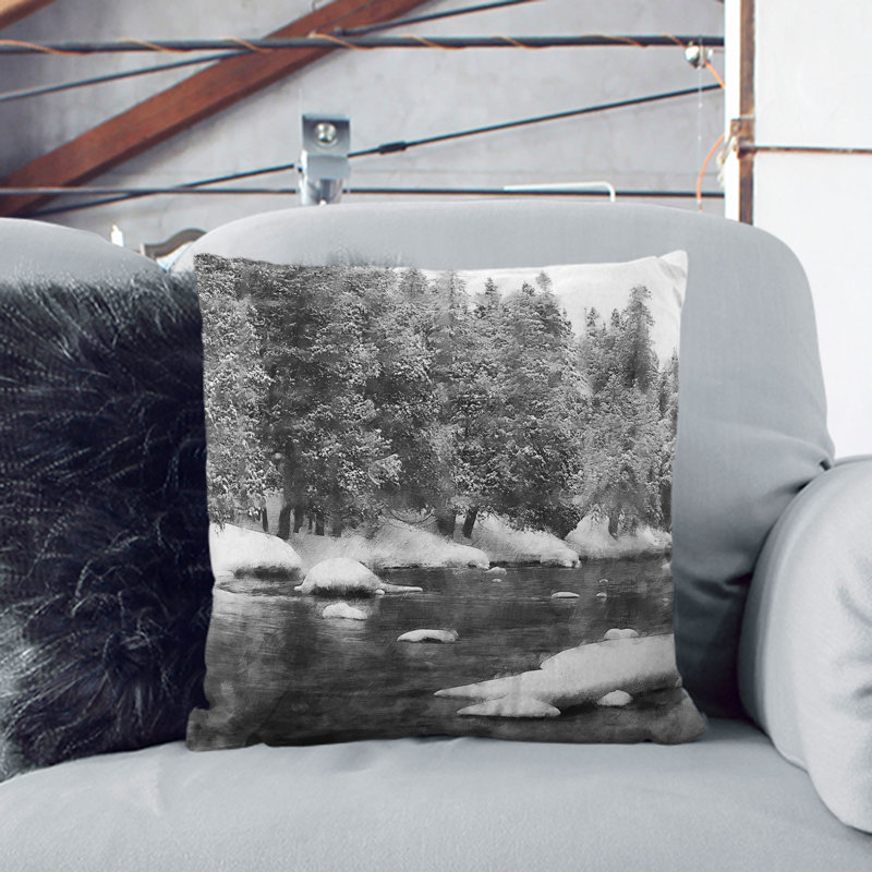 Winter Forest and Lake Scatter Cushion, 40cm H x 40cm W x 15cm D