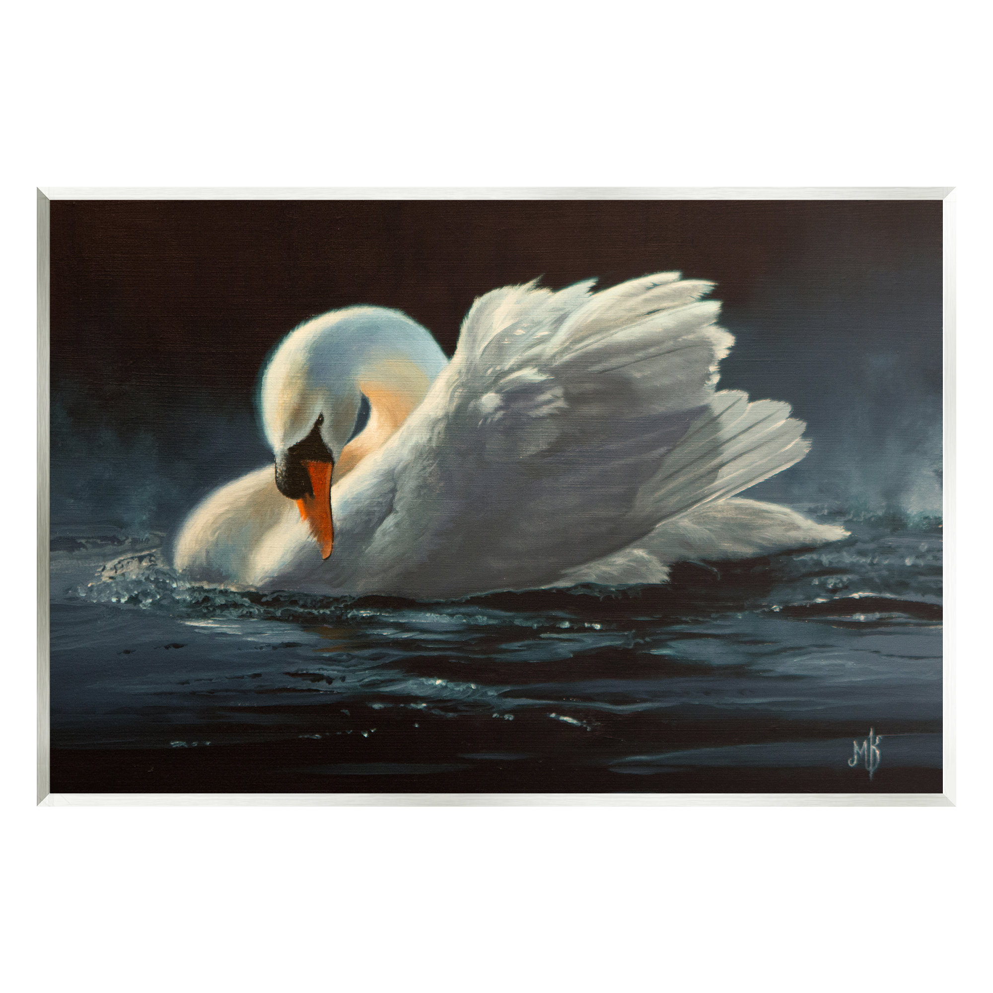 Stupell Industries Moonlit Swan Painting Canvas Wall Art Design by Mark ...
