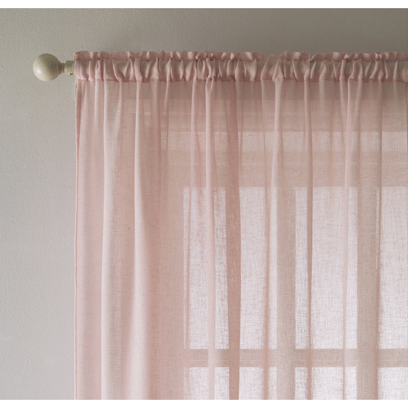 Cartell Semi Sheer Curtain Single Panel, 140 W x 122 D cm, Blush