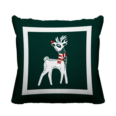 Coussin décoratif intérieur / extérieur Folk Christmas Reindeer