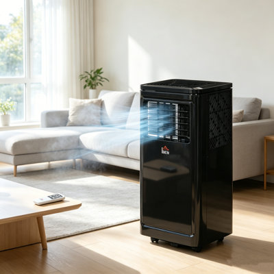 Climatiseur portatif 8 000 BTU refroidisseur par évaporation noir pour les pièces jusqu'à 345 pieds carrés avec télécommande minuterie en mode veille 24H