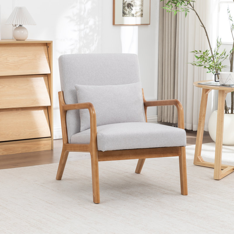 Chaise décorative en bois de style médiéval avec accoudoirs, Gris clair