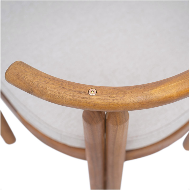 Chaise de salle à manger sans accoudoirs en bois d'acacia Cove, finition teck avec coussin beige, ensemble de 2