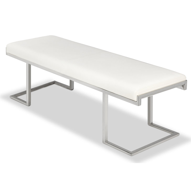 Sherer Faux Leather Upholstered Bench, White