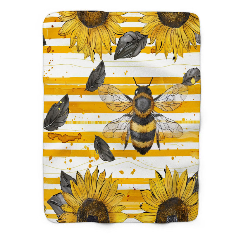 Couverture de qualité supérieure 1 pièce Bee and Bloom, Lit simple
