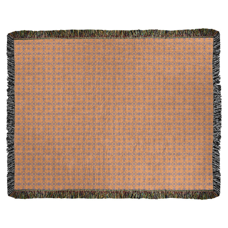 Couverture en coton tissé Katelyn Elizabeth, l 50 po x L 60 po, Orange / Bleu