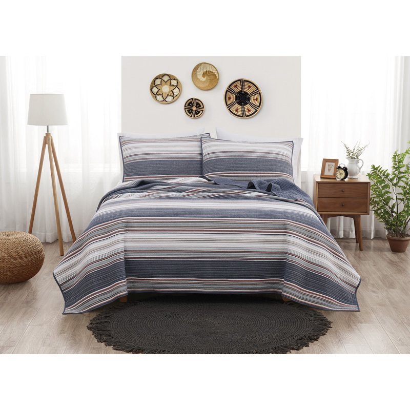 Hudson Stripe Yarn Dye Quilt Set, King Quilt + 2 King Shams