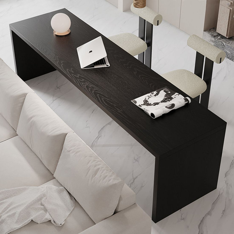 Bureau d'écriture rectangulaire en bois massif noir, H 29,53 po x l 86,61 po x P 23,62 po