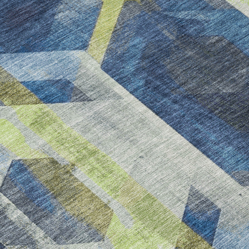 Tapis d'intérieur rond lavable géométrique 8 pi