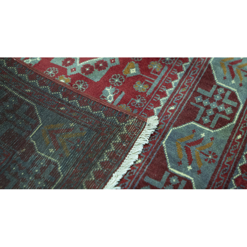 Wool Oriental Area Rug in Red/Light Green