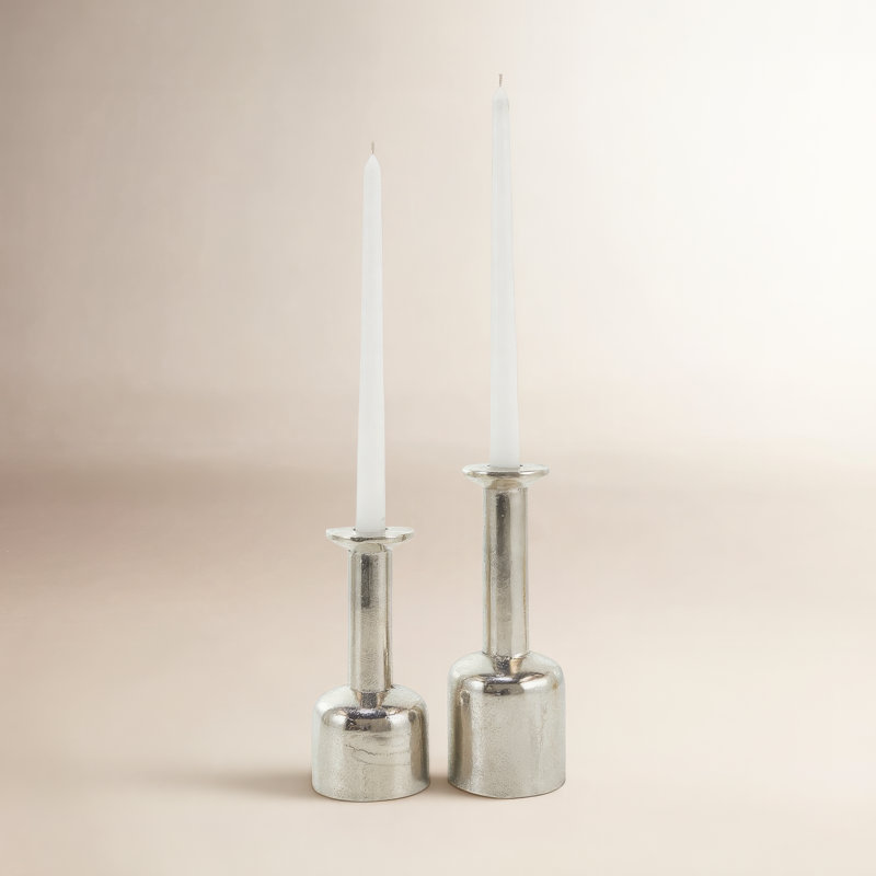 Galia 8.25'' H Aluminum Tabletop Candlestick, Silver