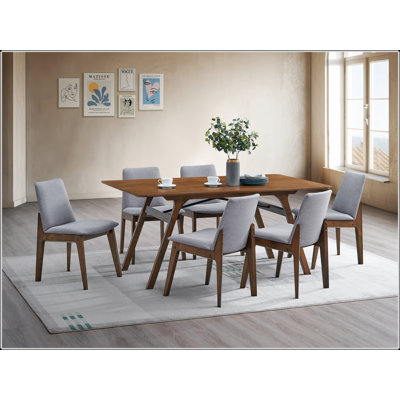 Kaela Walnut & Light Gray Finish 7PCs Dining Room Set