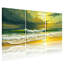 Nautique et plage coucher de soleil océan vagues plage ciel nuages dorés ensemble de 3 impressions d'art sur toile-1620842352