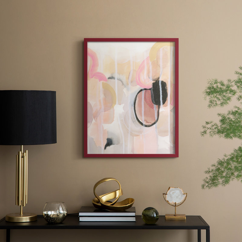 «Pink Avocados II», reproduction encadrée - bois massif, H 11 po x l 9 po, Cadre rouge