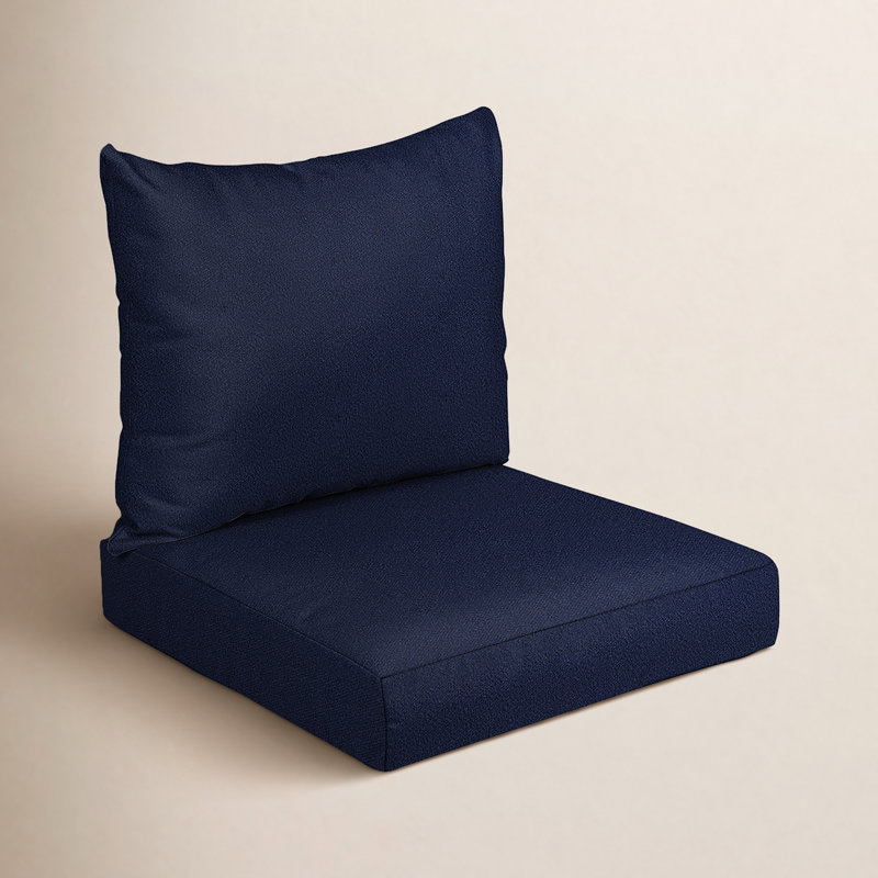 Fleming Indoor/Outdoor Seat/Back Lounge Chair Cushion, Navy, 23 in W x 25 in D x 5 in H