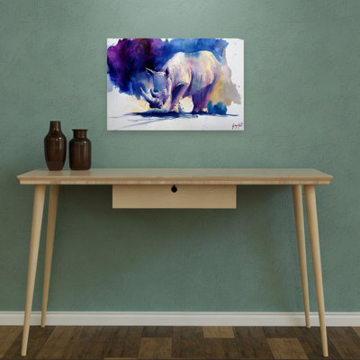 Vibrant Purple Rhinoceros Abstract Contemporary Wall Art Print