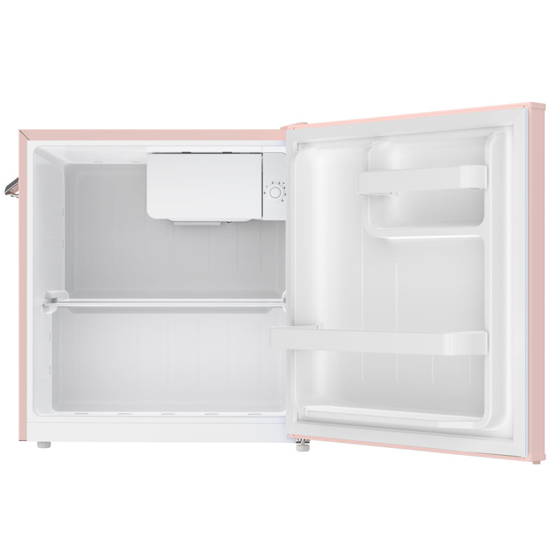 1.6 Cu. Ft. Retro Compact Fridge with Chiller, Countertop Fridge with Built-In Bottle Opener, Pink