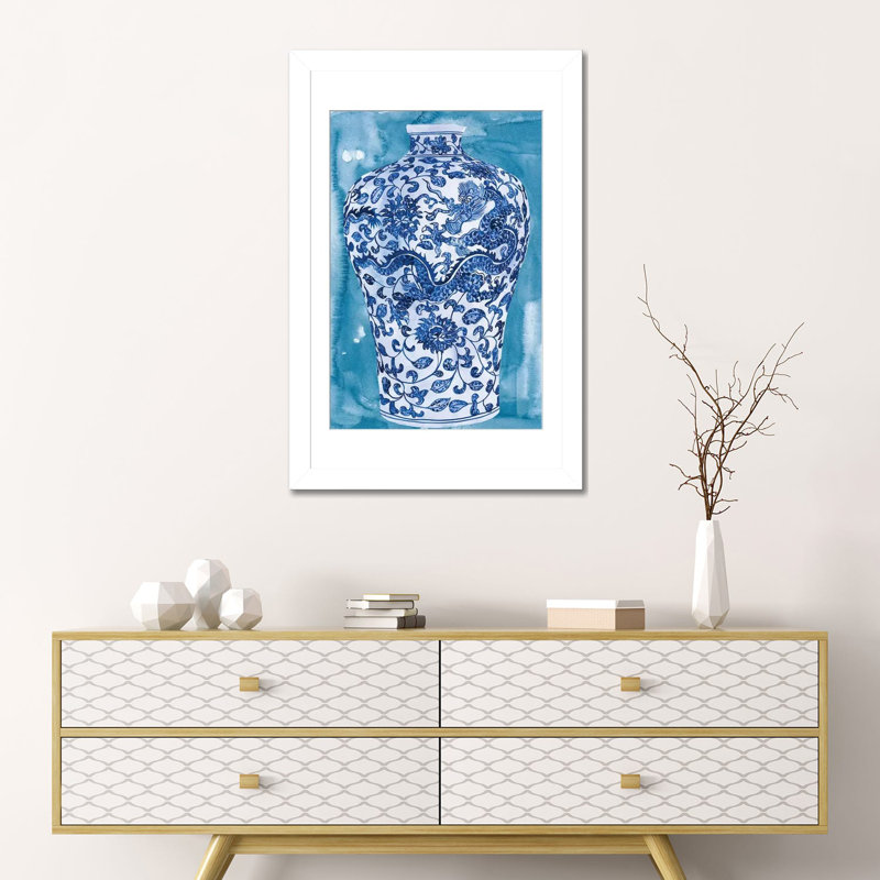 Ming Vase I - Reproduction d'art mural - Papier d'art encadré, H 24 po x l 16 po, Blanc