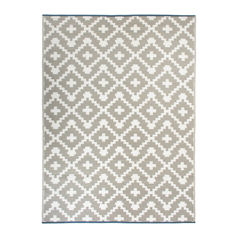 Rectangle Iklim Geometric Light Gray/Beige Indoor & Outdoor Area Rug, Rectangle 5' x 7'