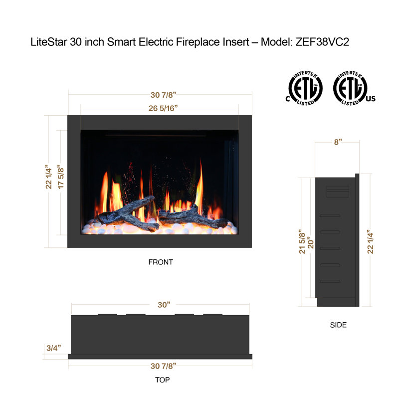 38 Inch Smart Electric Fireplace Insert