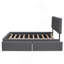 Lit plateforme tapissier avec 2 tiroirs et 1 lit gigogne simple TG, tissu de lin, grand lit - gris foncé