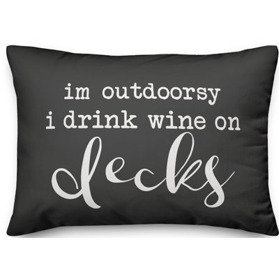 Textual Outdoor Reversible Throw Pillow