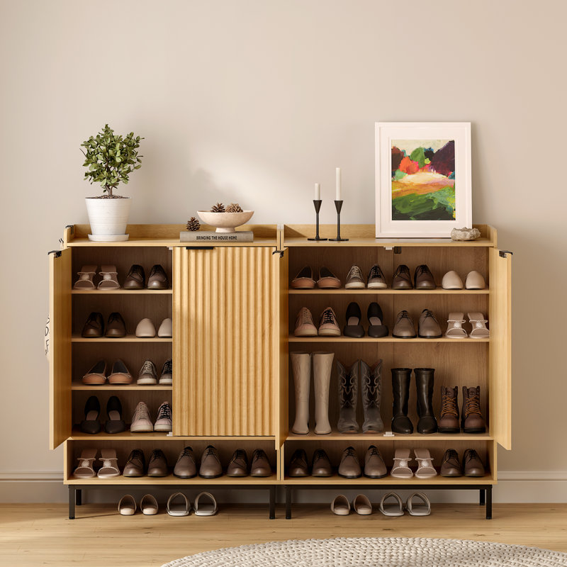 Grande armoire à chaussures avec portes, Chêne