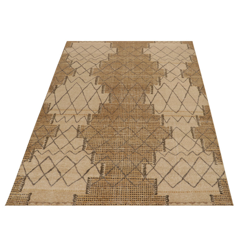 Distressed Homage Hand Knotted Wool Geometric Area Rug, Rectangle 10' x 14'