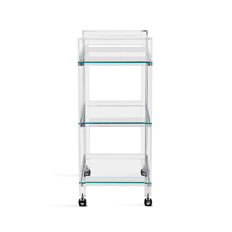 Ava Modern Clear Acrylic Bar Cart with Glass Shelves