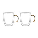 Double Wall Gold Handle Coffee Mug Set