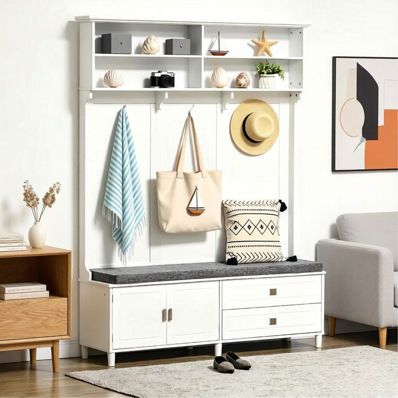 Portemanteau élégant avec espace de rangement, portemanteau d'entrée, portemanteau chic