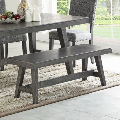 Grey Bench For Dining Table - Made Of Quality Wood, 17.51 In Height Rubber Room