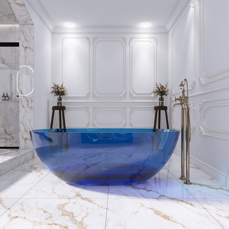 Baignoire de trempage autoportante en résine 64 po x 29,6 po