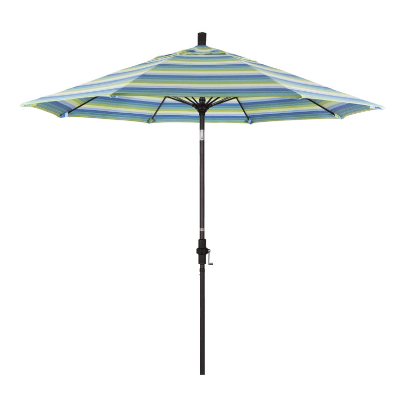 Parasol de marché Sunbrella® 9 pi Roverta, Sunbrella® bord de mer Séville rayé, Brun