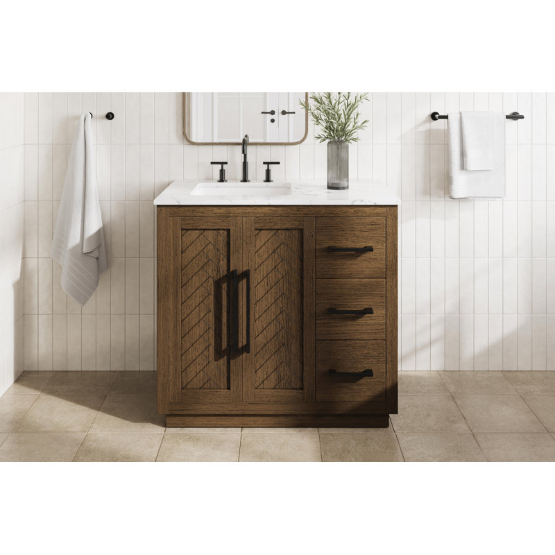 Meuble-lavabo simple 36 po, Noisette chêne