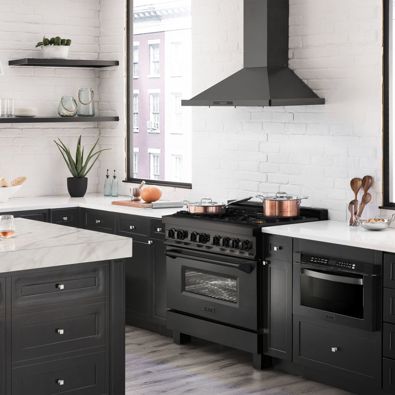 ZLINE 36" Legacy Dual Fuel Range, Black Brass Burners Stainless Steel